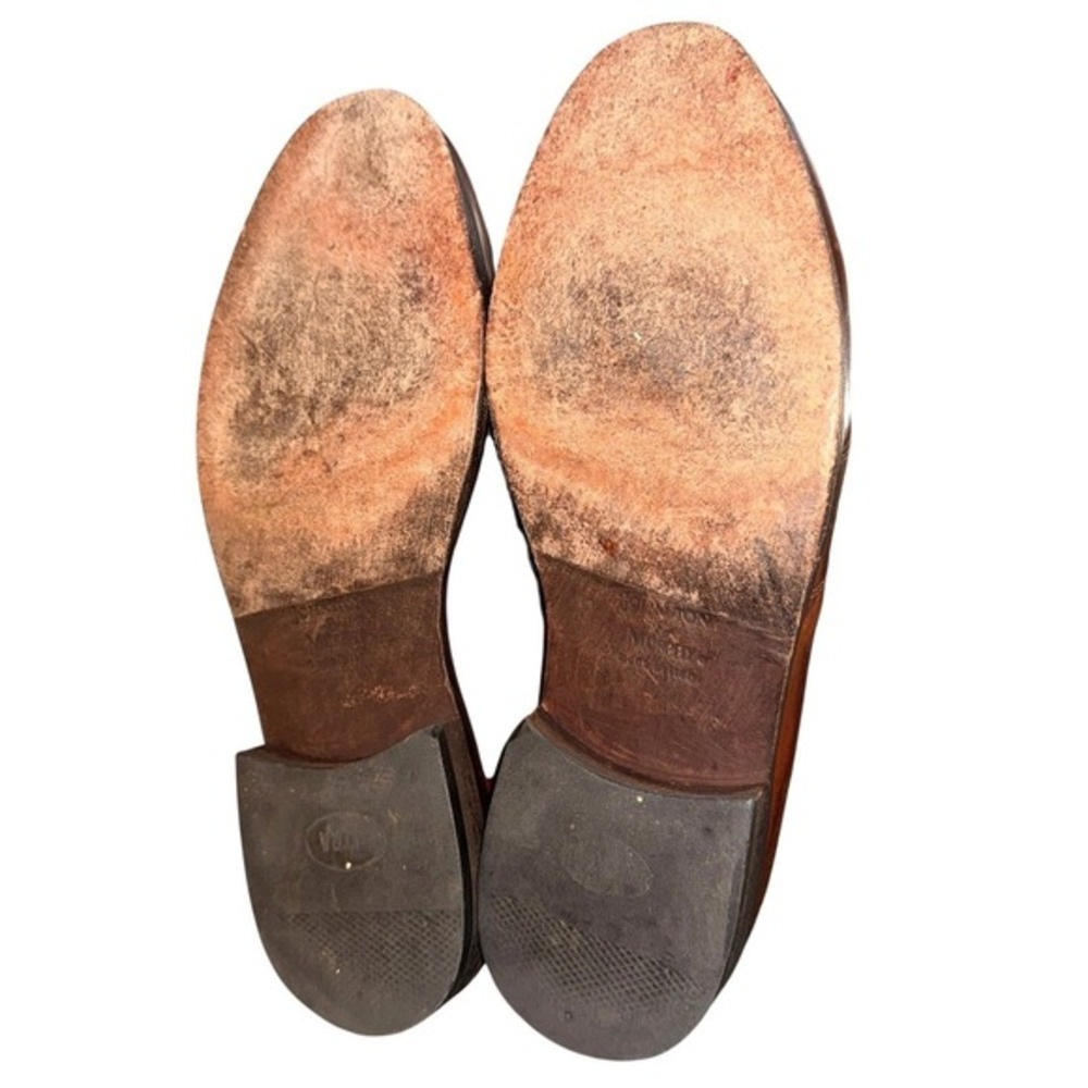 Johnston & Murphy Loafers Mens 8.5W Pre-Owned Brown Tassel Braided Leather Italy - Picture 5 of 16